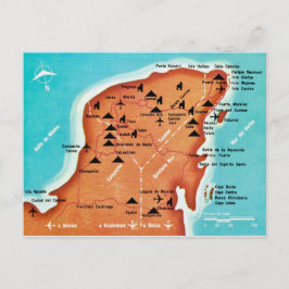 Farbenfrohe Vintage Yucatan Mexico Karte