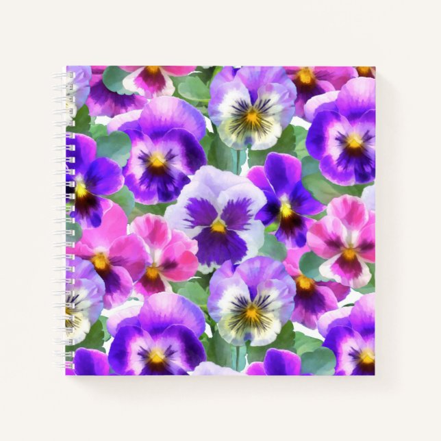 Farbenfrohe Violets Muster für Blume Notizbuch (Vorderseite)