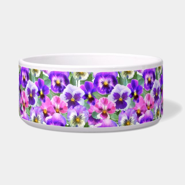 Farbenfrohe Violetten Pansy Blume Muster Napf (Vorderseite)