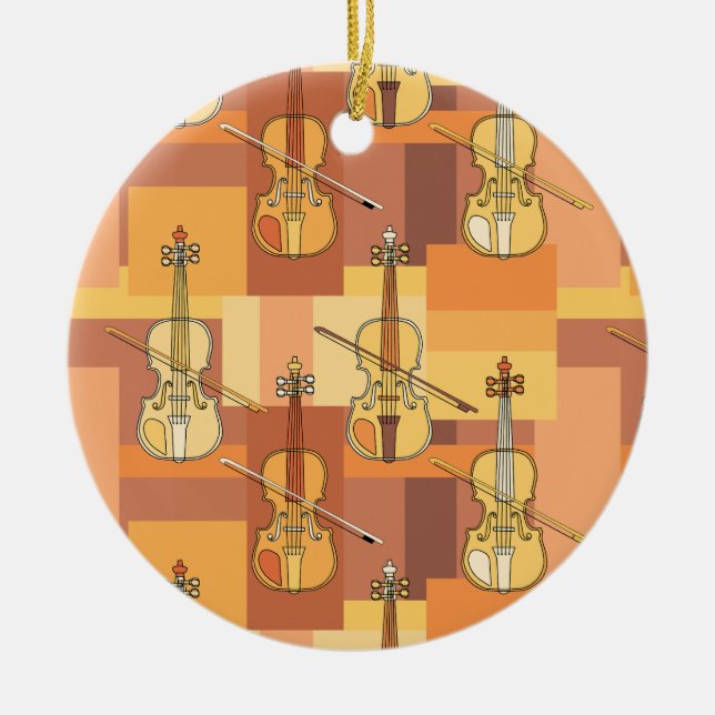 Farbenfrohe Violinblöcke Keramik Ornament (Vorne)