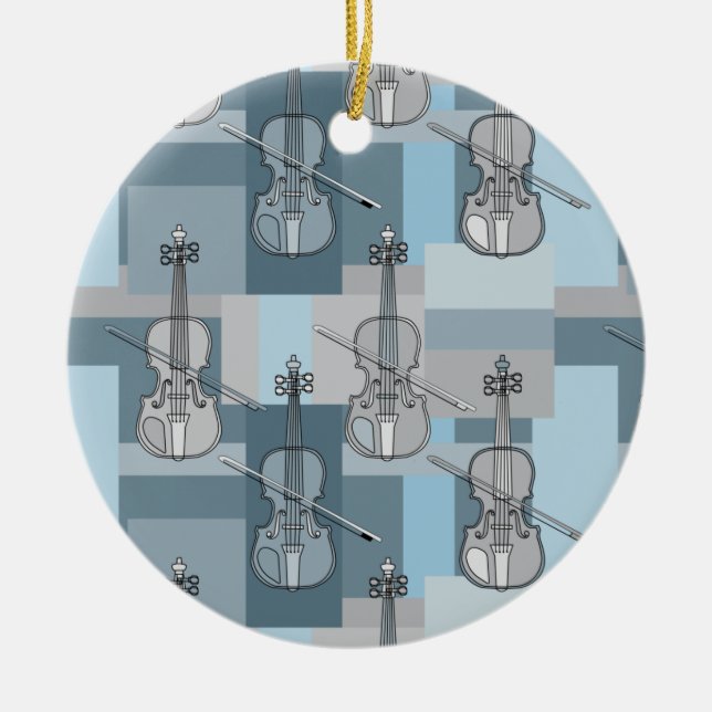 Farbenfrohe Violinblöcke Keramik Ornament (Vorne)