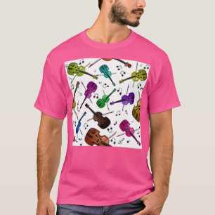 Farbenfrohe Violine Nahtloses Muster T-Shirt