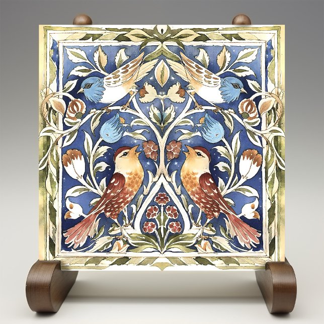 Farbenfrohe Vögel & Blume Kunsthandwerk Fliese (Von Creator hochgeladen)