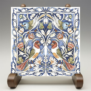 Farbenfrohe Vögel & Blume Kunsthandwerk Fliese
