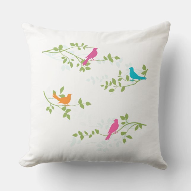 Farbenfrohe Vögel Custom Background Throw Kissen (Vorderseite)