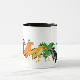 Farbenfrohe Vögel einer Feder Tasse