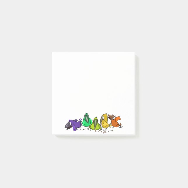 Farbenfrohe Vögel Funny Post it Notes Post-it Klebezettel (Vorderseite)