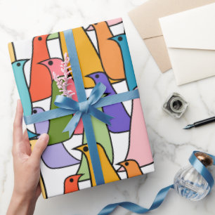 Farbenfrohe Vögel Geschenkpapier