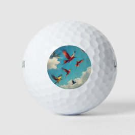 Farbenfrohe Vögel im blauen Himmel Golfball
