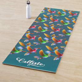 Farbenfrohe Vögel im Flug Yogamatte