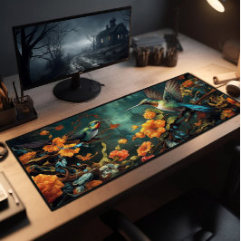 Farbenfrohe Vögel im Garten Schreibtischunterlage