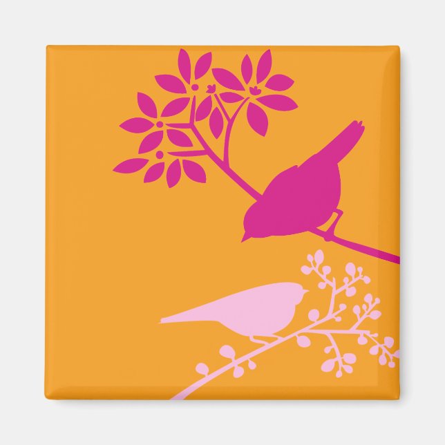 Farbenfrohe Vögel Magnet (Vorne)