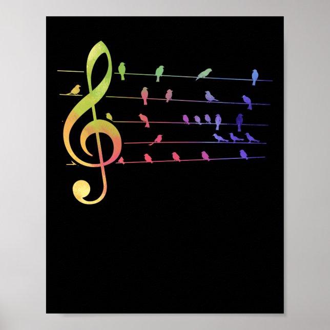 Farbenfrohe Vögel Musical Notes Music Teacher Poster (Vorne)