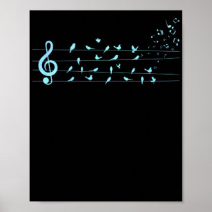 Farbenfrohe Vögel Musikalische Notizen Natur Poster