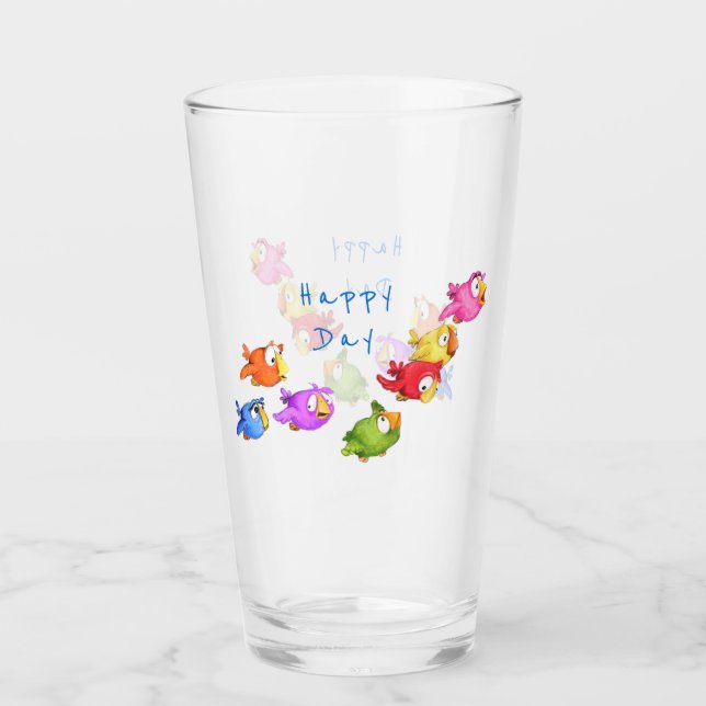 Farbenfrohe Vogelbrille Glas (Vorderseite)