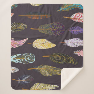 Farbenfrohe Vogelfedern Wasserfarbenmuster Sherpadecke