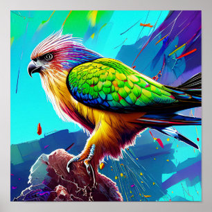 farbenfrohe Vogelkunst Poster