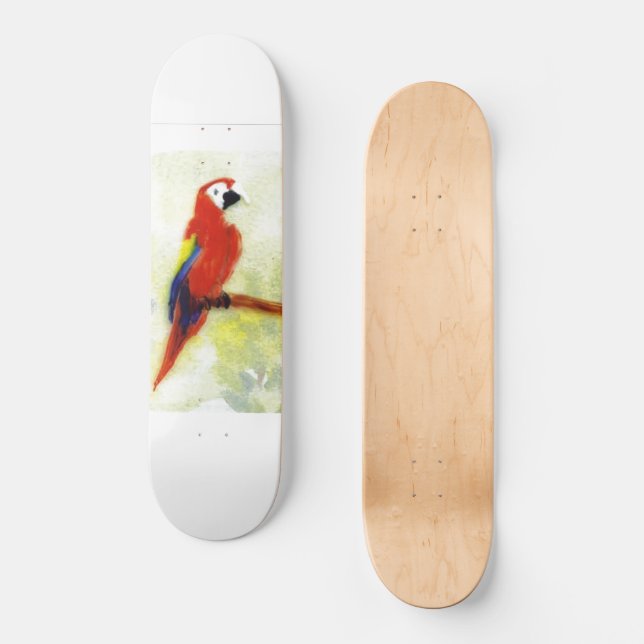 Farbenfrohe Vogelkunst Skateboard (Vorderseite)