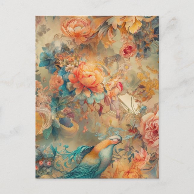 Farbenfrohe Vogelpostkarte Postkarte (Vorderseite)