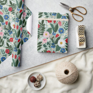 Farbenfrohe Volkskunst-Blumen-Botanik Geschenkpapier