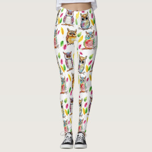 Farbenfrohe Waldhügel und Blätter Wasserfarbe Leggings
