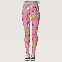 Farbenfrohe Waldhügel und Blätter Wasserfarbe Leggings