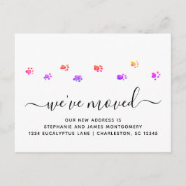 Farbenfrohe Walking Paw druckt moderne Skripterste Ankündigungspostkarte