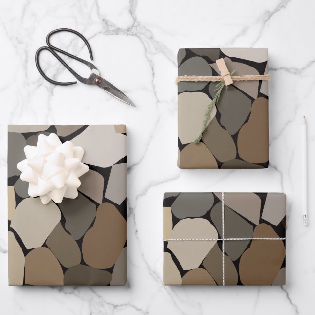 Farbenfrohe Wand Stones Muster Geschenkpapier Set (Vorderseite)