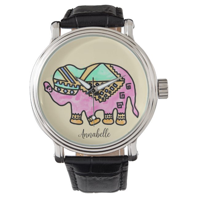 Farbenfrohe Wasserfarbe Armbanduhr (Vorderseite)