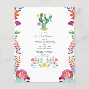 Farbenfrohe Wasserfarbe Blumenfiesta Paare Dusche Flyer