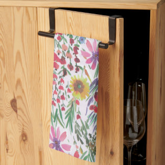 Farbenfrohe Wasserfarbe Botanik Boho Garden Geschirrtuch