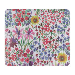 Farbenfrohe Wasserfarbe Botanik Boho Garden Schneidebrett