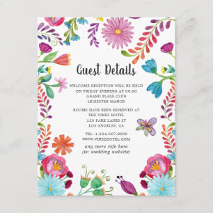 Farbenfrohe Wasserfarbe Floral Fiesta Gastdetails Begleitkarte