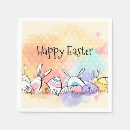 Farbenfrohe Wasserfarbe glückliche Ostern | Servie Serviette