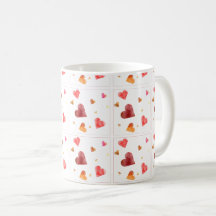Farbenfrohe Wasserfarbe Herz Kaffee Tasse