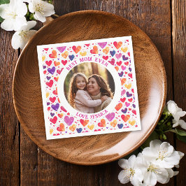 Farbenfrohe Wasserfarbe Herz Muttertag Foto Serviette