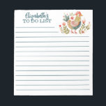 Farbenfrohe Wasserfarbe Hühnervolk Kunst auflisten Notizblock<br><div class="desc">Ein niedliches personalisierte,  Notizblock mit einem farbenfrohen Wasserfarbe Folk Art Huhn zu machen. So niedlich für die Priorisierung Ihrer Aufgaben. Entworfen für Sie von BlackBerry Boulevard.</div>