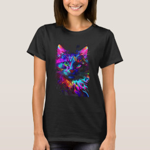 Farbenfrohe Wasserfarbe Katze Vater Mama mein Jung T-Shirt
