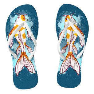 Farbenfrohe Wasserfarbe Koi Flip Flops