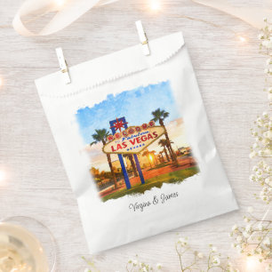 Farbenfrohe Wasserfarbe Las Vegas Zeichenhochzeit Geschenktütchen