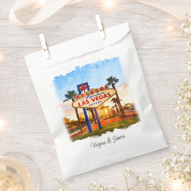 Farbenfrohe Wasserfarbe Las Vegas Zeichenhochzeit Geschenktütchen (Ausgeschnitten)