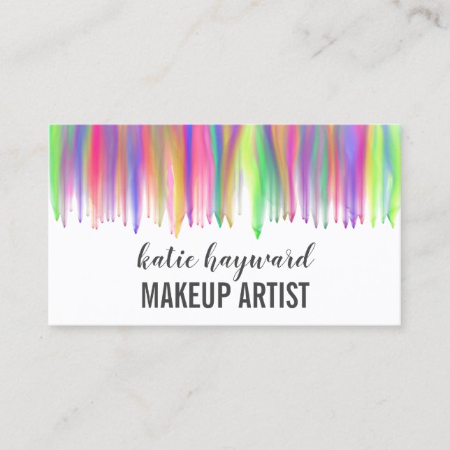 Farbenfrohe Wasserfarbe Makeup Artist Visitenkarte (Vorderseite)