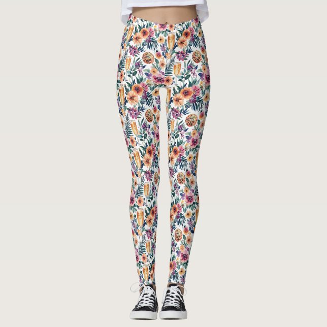 Farbenfrohe Wasserfarbe mit Champange Leggings (Vorderseite)