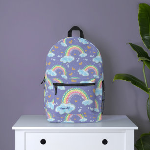 Farbenfrohe Wasserfarbe Regenbogen Confetti Lila Bedruckter Rucksack