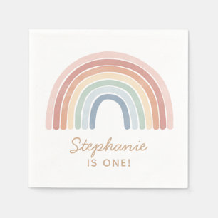 Farbenfrohe Wasserfarbe Regenbogen Geburtstag Serviette