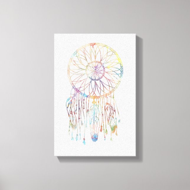 Farbenfrohe Wasserfarbe Whimsischer Dreamcatcher Leinwanddruck (Vorderseite)