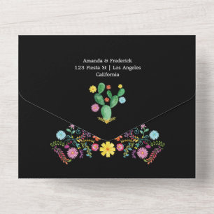 Farbenfrohe Wasserfarben-Blumen-Fiesta-Hochzeit Al All In One Einladung