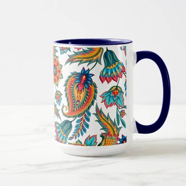 Farbenfrohe Wasserfarben Blumenmuster Tasse (Rechts)