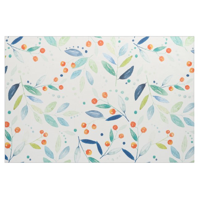 Farbenfrohe Wasserfarben Botanische Berries & Blät Stoff (Yard (91,4 cm))