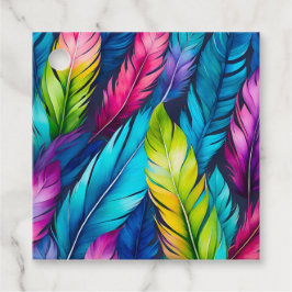 Farbenfrohe Wasserfarben Feather Art Gift Tags Geschenkanhänger